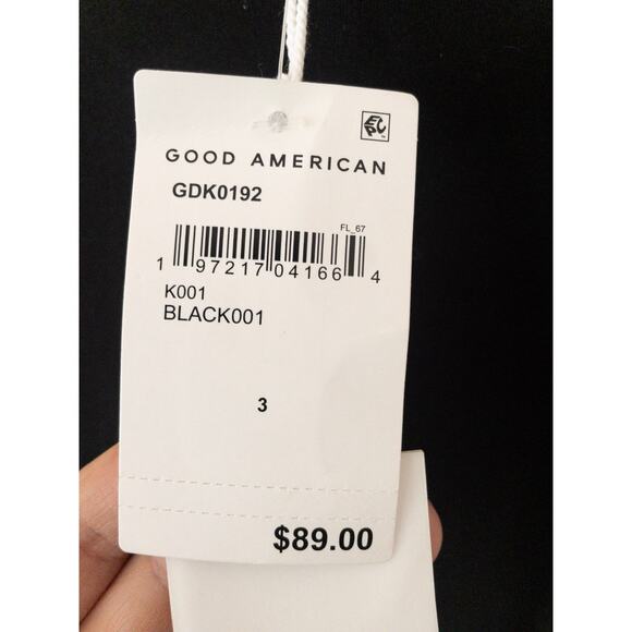 Good American Good Touch Super Stretch T-Shirt Minidress in Black001 NWT - Picture 4 of 6